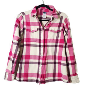 Patagonia Womens‎ 4 Top Pink Plaid Heavyweight Flannel 100% Organic Cotton Small